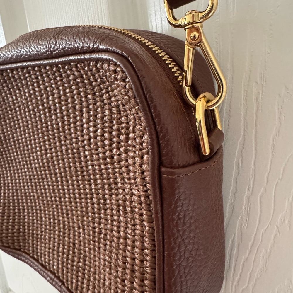 Quince Italian Leather & Raffia Crossbody - Picture 3 of 11